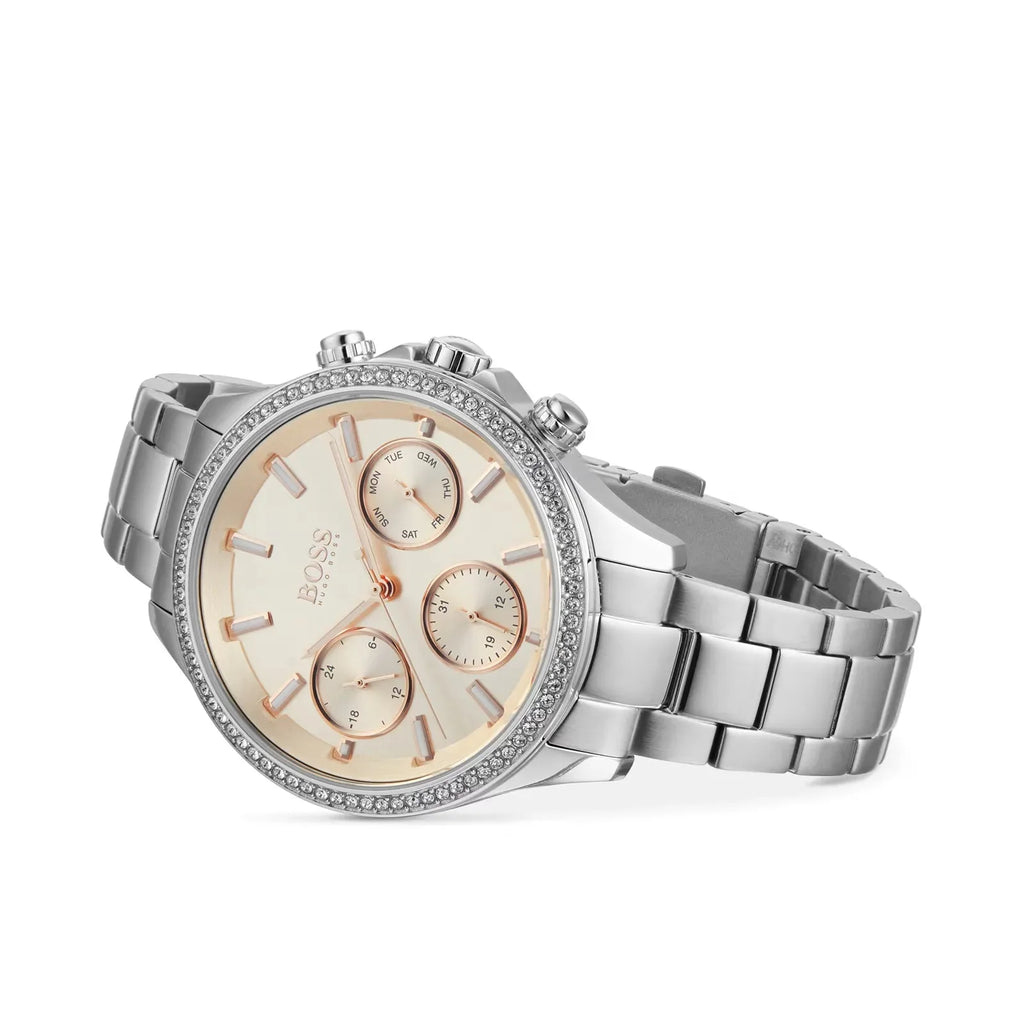 Hugo Boss Womens 1502565 Pandora Silver Tone Stainless Steel Watch With Rose Gold Dial – product image 2