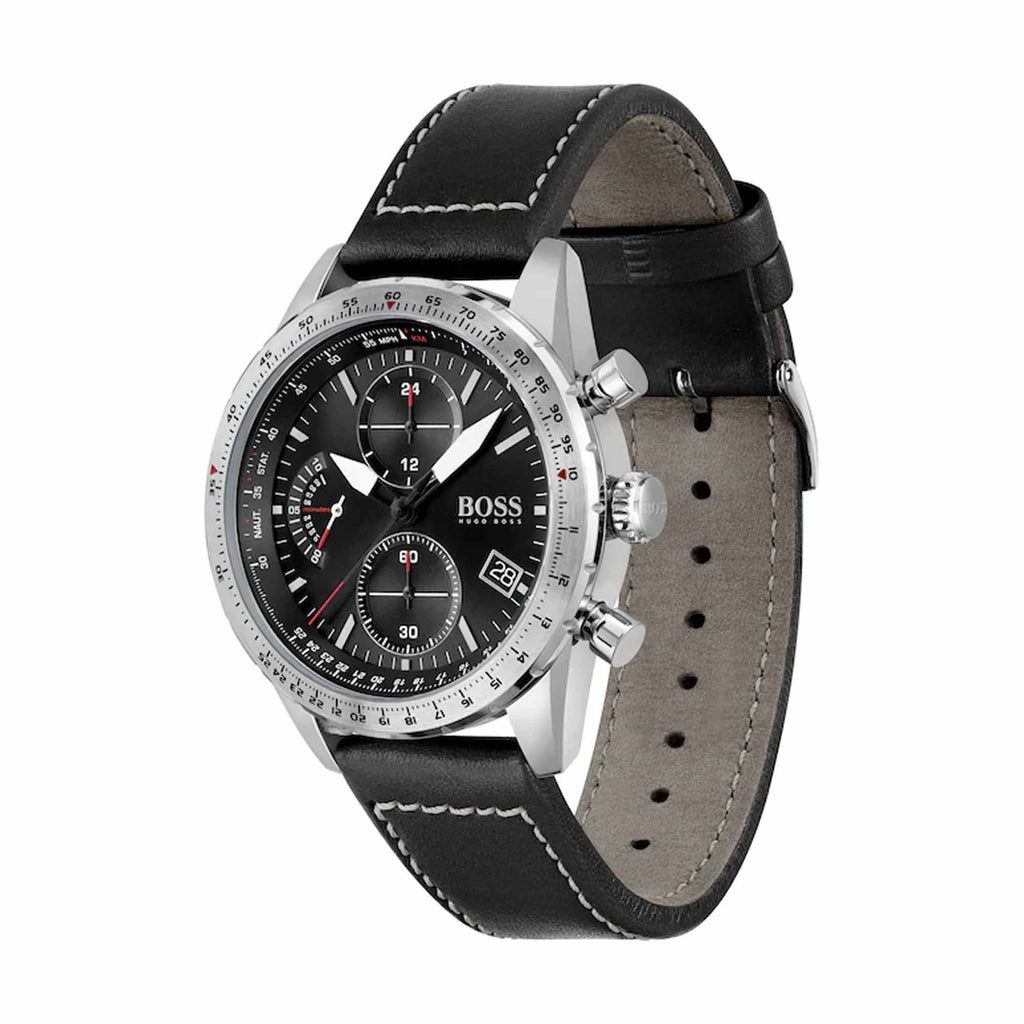 Hugo Boss Men's 1513853 Chronograph Pilot Edition Watch With Black Leather Strap – product image 2
