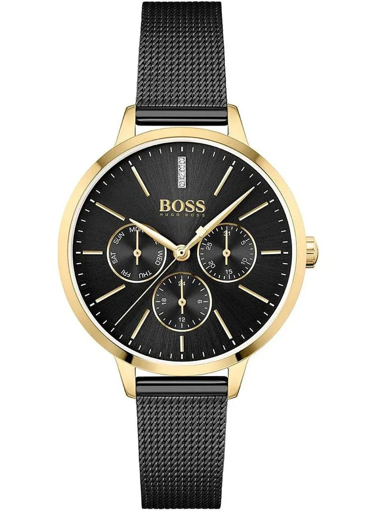 Hugo Boss Womens 1502601 Symphony Gold Tone And Black Mesh Bracelet Watch – product image 2
