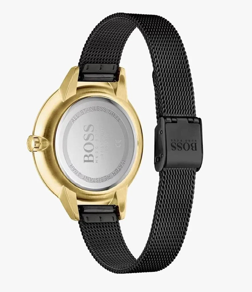 Hugo Boss Womens 1502601 Symphony Gold Tone And Black Mesh Bracelet Watch – product image 5