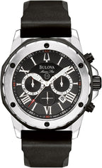 Bulova Marine Star Chronograph Black Dial Black Rubber Strap Watch For Men 98B127 – product image 2
