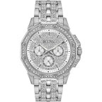 Bulova Crystal Men's Silver Watch 96C134