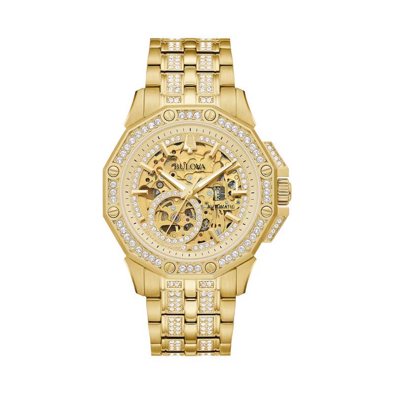 Bulova Crystal Men's Gold Watch 98A292