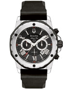 Bulova Marine Star Chronograph Black Dial Black Rubber Strap Watch For Men 98B127 – product image 3