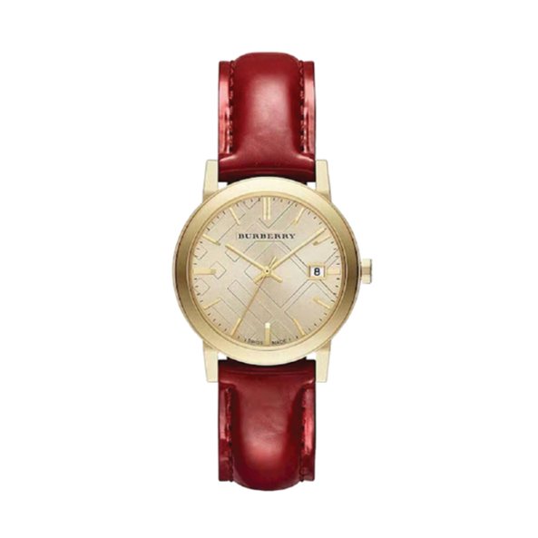 Burberry Gold Plated Red Patent Leather Women Watch BU9140 – product image 2