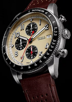 Fossil Sport Tourer Chronograph Brown Leather Strap Cream Dial Men's Watch FS6042 – product image 5