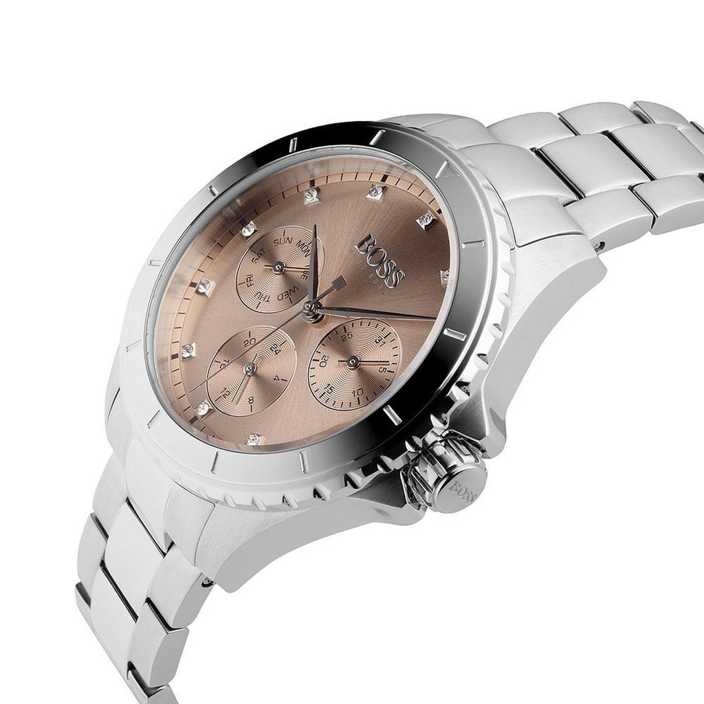 Hugo Boss Womens 1502444 Premiere Silver Tone Stainless Steel Watch With Rose Gold Di – product image 4