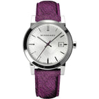 Women's Purple Leather Strap Silver Dial Burberry Watch BU9122