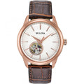 Bulova Classic Skeleton Auto Men's Brown Watch 97A133