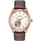 Bulova Classic Skeleton Auto Men's Brown Watch 97A133