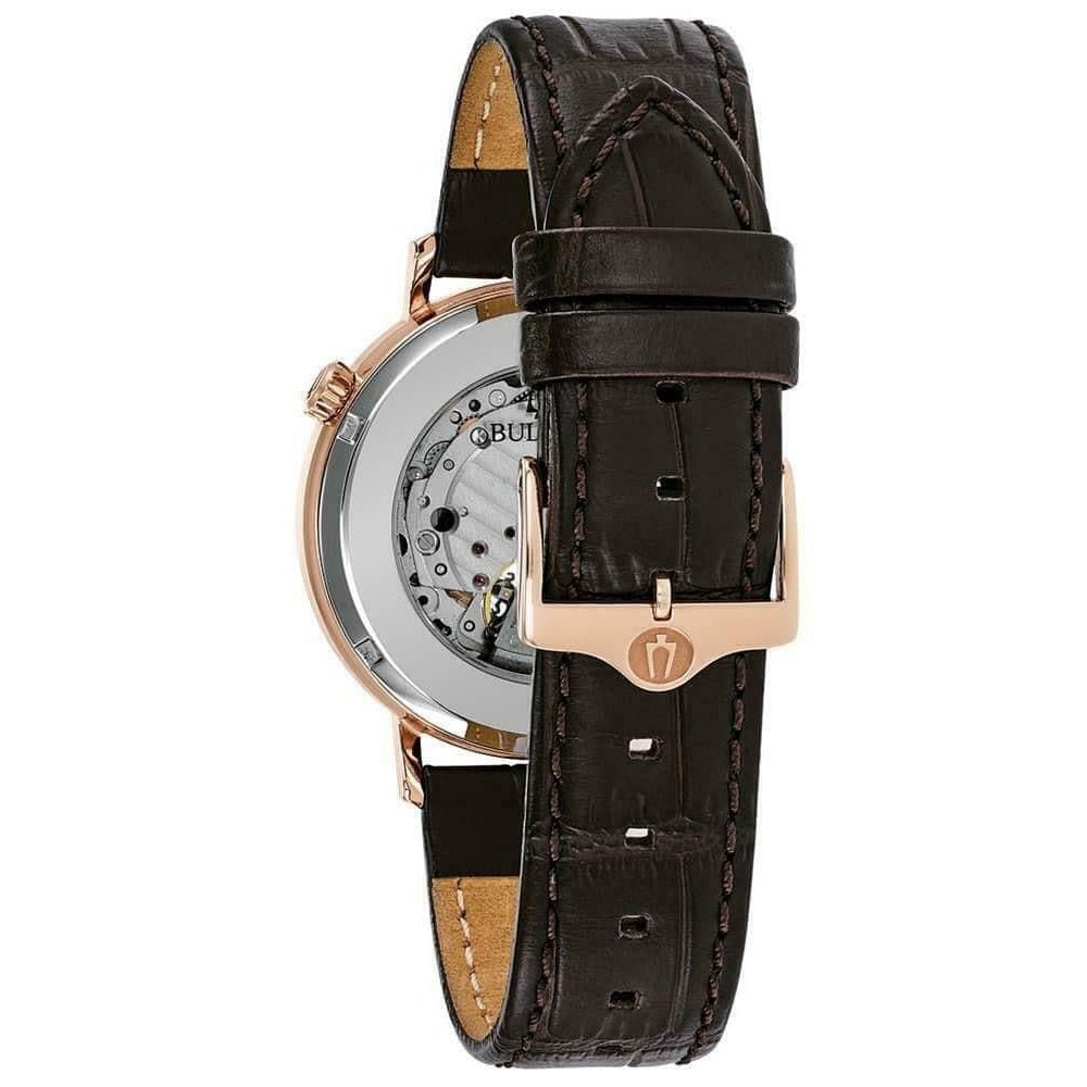 Bulova Classic Skeleton Auto Men's Brown Watch 97A133 – product image 2
