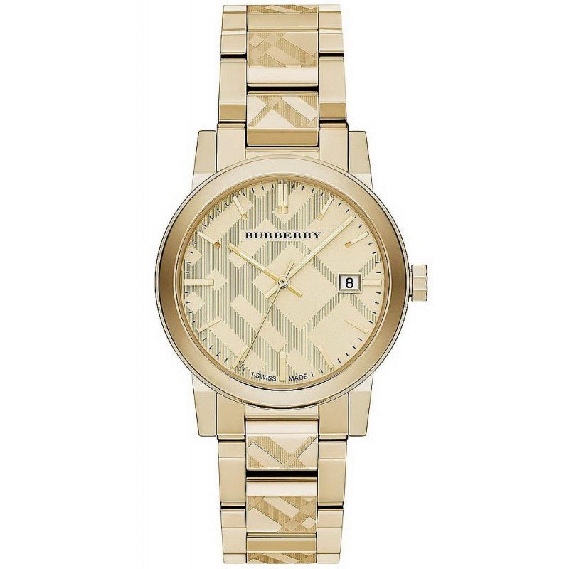 Burberry Men's Watch The City Engraved Checked Gold BU9038