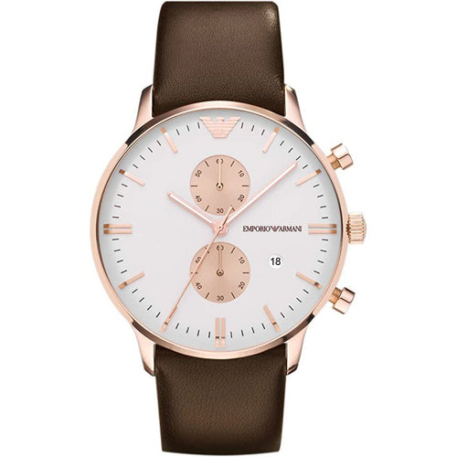 Emporio Armani Ar0398 Men S Classic Gianni Chronograph Rose Gold Watch