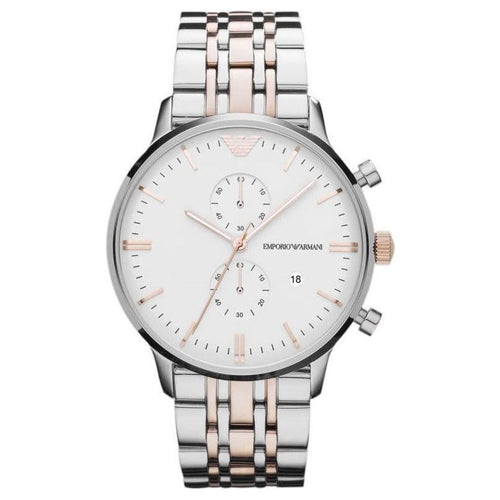 Emporio Armani Ar0399 Men S Silver Chronograph Watch