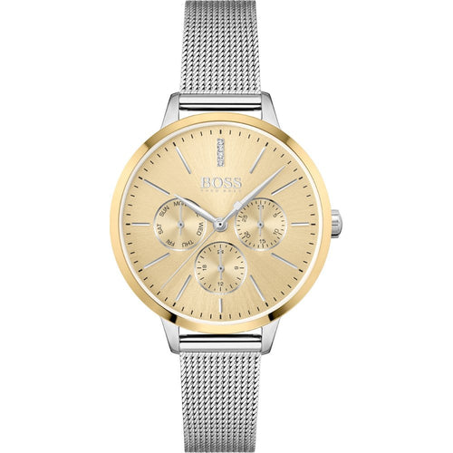 Hugo Boss Womens 1502600 Symphony Gold Tone And Silver Mesh Bracelet Watch – product image 2