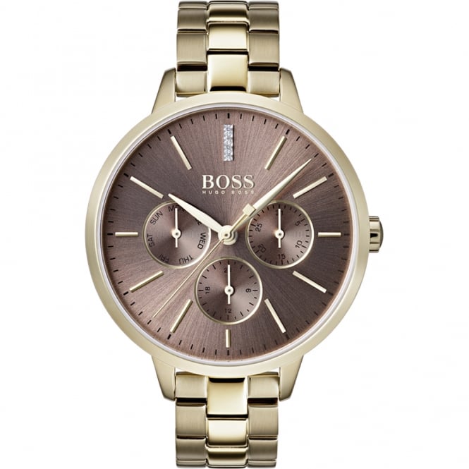 Hugo Boss Womens 1502422 Symphony Gold Tone Stainless Steel Watch With Brown Dial – product image 2