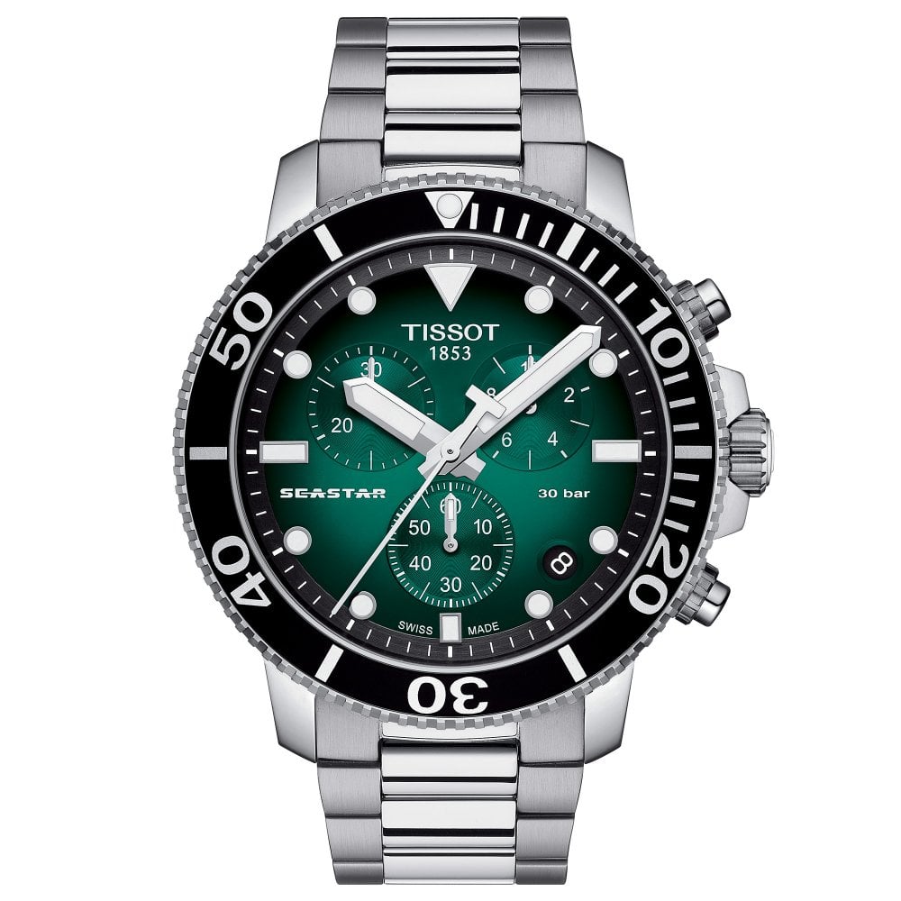 Tissot Chronograph Men's Watch Seastar 1000 Green T1204171109101