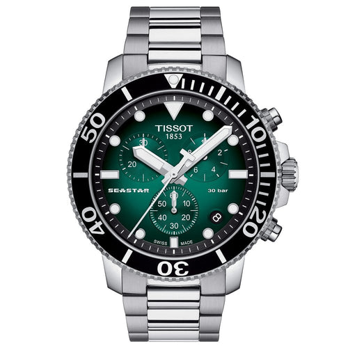 Tissot Chronograph Men's Watch Seastar 1000 Green T1204171109101