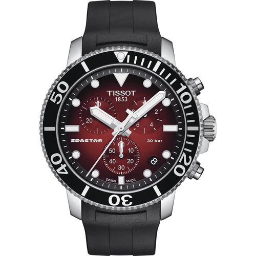 Tissot Chronograph Watch Seastar 1000 Red Rubber T12041742100