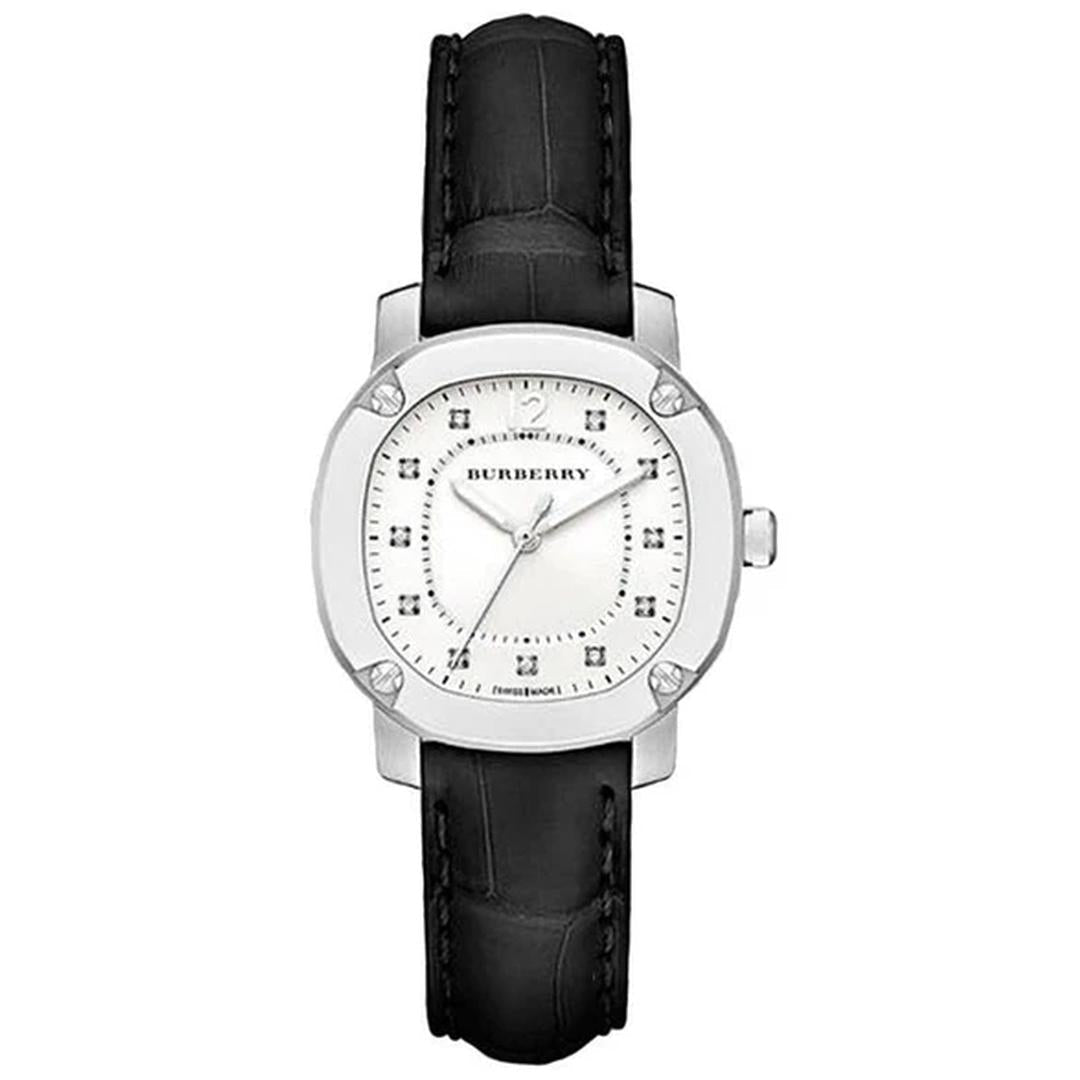 Burberry The Britain Diamonds White Dial Black Leather Strap Watch For Women BBY1806 – product image 2