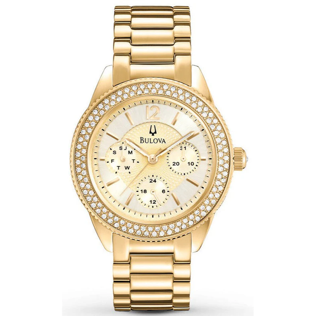 Bulova Crystal Women's Gold Watch 97N102