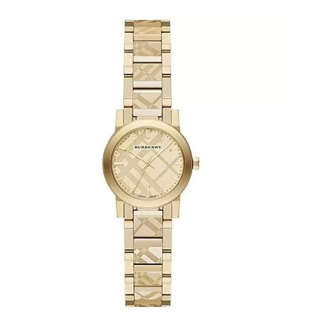 Burberry Women's Watch The City Engraved Check Gold BU9234